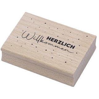 Artoz Stempel – Holzstempel – „Herzlich Willkommen“ – 70 x 50 mm – Motivstempel zum Kartenbasteln für Einladungen, Geburtstag, Glückwünsche