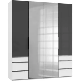 Level 200 x 236 x 58 cm weiß/Grauglas mit Glas- und Spiegeltüren
