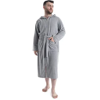 OTTO home Herrenbademantel OTTO HOME "Nela, ideal für Sauna & Spa, Hotelbademantel, Morgenmantel" Gr. XXL, grau, L:125cm, Leichtfrottee, Hausmäntel, einfarbig, S-4XL, mit Reißverschluss