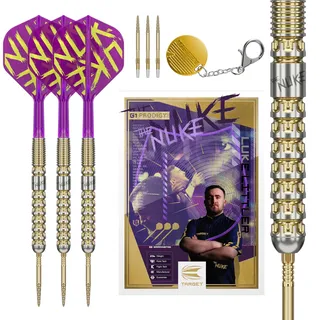 Target Darts Luke Littler Gen 1 Prodigy Steel Tip Swiss Point Darts, 90% Tungsten Darts, 24G | Generation 1 Gold Steel Tip Darts, G1 Player Edition Swiss Points Dart-Sets, Flights und Shafts
