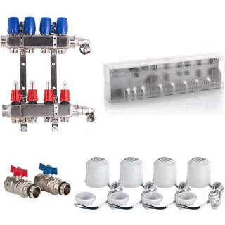 Mehrere Hersteller Heizkreisverteiler Komplettset BASIC für Fußbodenheizung 4 Heizkreise