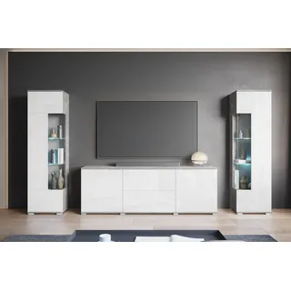 INOSIGN Wohnwand »KENIA«, (Komplett-Set, 3 St.), Vitrinen mit Eckverglasung, hängend und stehend montierbar