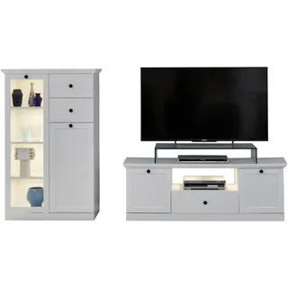 trendteam smart living - Baxter 2-teilig in Weiß Landhaus Schrankwand 235 x 129 x 41 cm