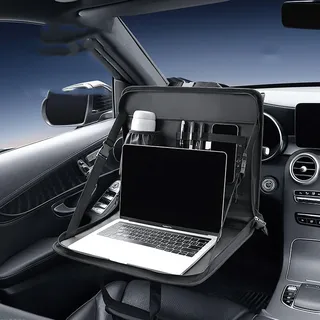 CiCixixi Auto Tisch Multifunktional, Auto Schreibtisch mit Getränkhalter, Laptophalter Auto zum Essen, Arbeiten, Kfz-Universal-Klapptisch für Lenkrad Beifahrersitz, Rücksitz
