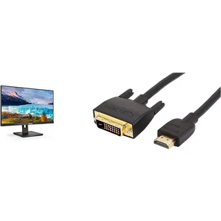 Philips 272S1AE - 27 Zoll FHD Monitor, höhenverstellbar & Amazon Basics HDMI A -zu-DVI-Adapterkabel, 1.8 m, Nicht für den Anschluss an SCART- oder VGA-Anschlüsse, Schwarz