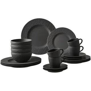 Villeroy & Boch Kombiservice Manufacture Rock schwarz Keramik, 20-teilig