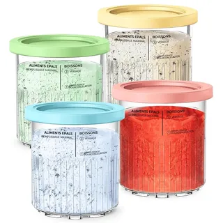4er-Set Ersatz für Ninja CREAMI Deluxe Behälter NC501EU NC500EU, Creami Deluxe Pints und Deckel, Creami Behälter für Ninja Eismaschine Creamy Deluxe NC501 NC500, BPA-frei, Spülmaschinenfest (24 oz)