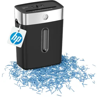 HP OneShred 8CC Aktenvernichter, Sicherheitsstufe P-4, Cross Cut, 8 Blatt, 2826, schwarz/Silber, Partikelschnitt