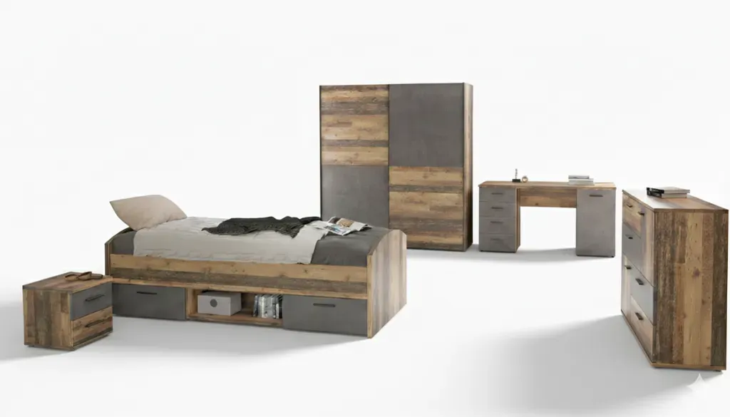 Jugendzimmer WINNIE 5-tlg. Komplettset, Optik: Old Wood Vintage