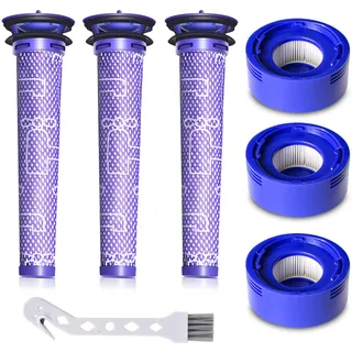 Filter für Dyson V7 V8, Ersetzt Filter und Vorfilter für Dyson V8 V7 Animal Absolute Motorhead Staubsauger,3 HEPA-Nachmotorfilter-Kit & 3 Vorfilter Ersatzfilterkit #965661-01&967478-01