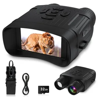 Profey 4K-Nachtsichtbrille, wiederaufladbares digitales Infrarot-Nachtsicht-Fernglas für Erwachsene, 10-facher Digitalzoom, NVG mit 7,6 cm Bildschirm und 32 GB TF-Karte mit 9 Helligkeitsstufen,
