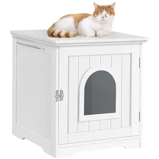 Katzenklo Schrank für Katzentoilette Katzenschrank Katzenhaus Katzenhöhle Weiß