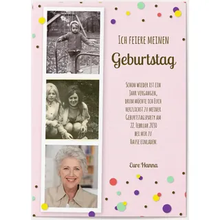 70. Geburtstag Einladungen Rosa online gestalten und bestellen - Konfetti in Rosa | Wunderkarten.de
