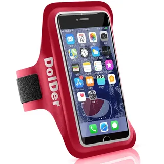 DolDer Sportarmband Handy Universal - Handytasche Joggen Armtasche Kompatibel mit iPhone 15/14/13/12 Pro Max Galaxy S24/S23+/S22/S21 FE Handy Armband Joggen für Running (6,2"~6,7") rot