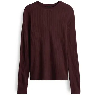 Opus Damen Langarmshirt | SUMELIKA Slim Longsleeve in Rippstruktur Dark Grape, 44