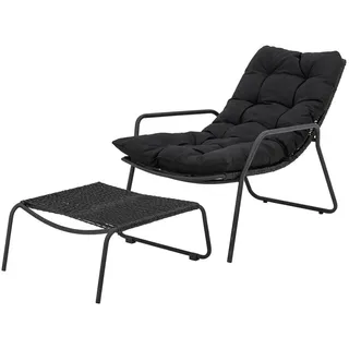 Bloomingville Garten Liegestuhl Boel, L100xH77xB66 cm, mit Hocker