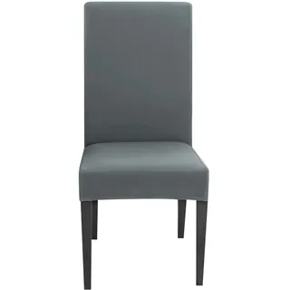 Intirilife 2x Elastische Stuhlhusse Stuhlüberzug in GRAU mit 38 - 45 cm Sitzfläche und 45 - 65 cm Lehnenhöhe