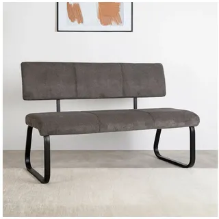 IDIMEX Essbank VILAS, Essbank mit Rückenlehne gepolstert für 3 Personen, Sitzbank dunkelgrau grau|schwarz