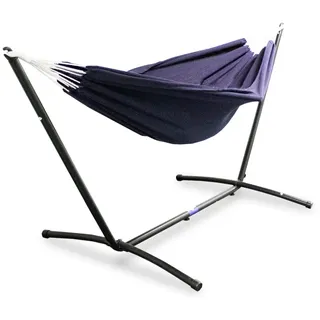 LACESTONE Hängematte mit Gestell Hängeliege Relaxliege Outdoor Indoor 180x140 bis 120Kg Blau