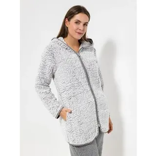 MONT CHALET Damen-Kuscheljacke uni Schäfchenfellimitat Kapuze
