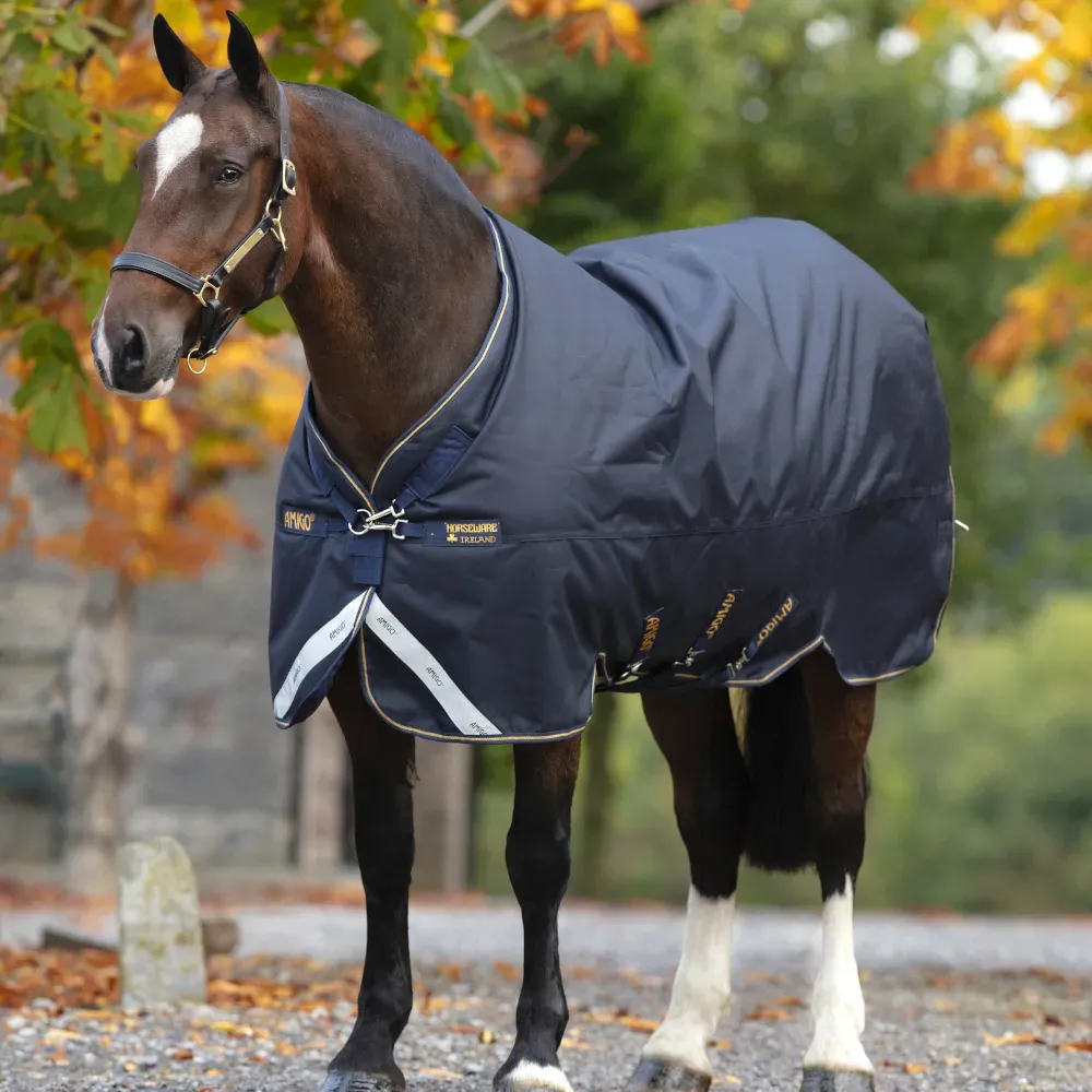 Horseware Amigo Bravo 12 XL Original Turnout Medium 250g - Navy/Navy & Gold, 130