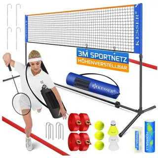 Kesser Badmintonnetz 3-Fach-Höhenverstellbar blau