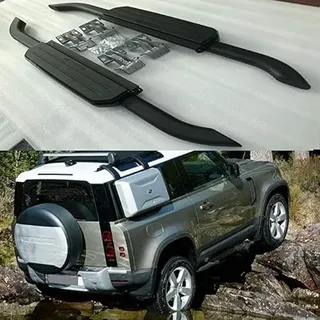 GHJC Seitenstufen Trittbrett für Land Rover Defender 90 L663 2D 2020 2021, Aluminiumlegierung + ABS-Kunststoff, Seitentrittleistenpedale Schwellerrohre, Trittbretter Autozubehör Seitenschweller Kit