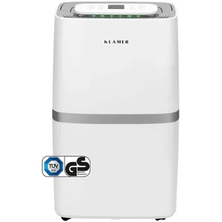 Klamer Luftentfeuchter elektrisch 25L, 195m3 Luftumwälzung pro Stunde, 420W starker Raumentfeuchter, Entfeuchter mit bis zu 5,5 Liter Fassungsvermögen