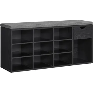 VASAGLE Schuhbank, mit Schublade 30 x 104 x 48 cm, ebenholzschwarz-schiefergrau