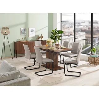 Hela »Ariana, Esstisch mit 6 Stühlen, ausziehbarer Küchentisch« Set, 1 Tisch ausziehbar / 6 Stühle, 7 Stk. tlg. Tisch 120-160cm, 6 Stühle mit hoher Belastbarkeit,