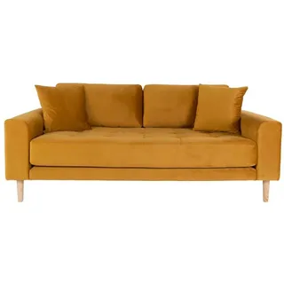 VCM Lido Sofa 2,5 Pers. velour inkl. 2 dekorative Kissen, senfgelb. - 2 Jahre Gewährleistung - mind. 14 Tage Rückgaberecht - Gelb