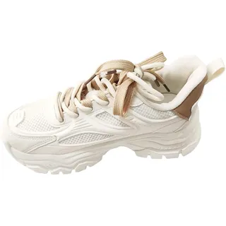 QINQNC Tennis Schuhe Damen Temu Schuhe Tanzschuhe, atmungsaktives Mesh-Patch, Schnürung, Dicke Sohle, lässige Sportschuhe Sneeker-Damen Sneakers Weiß Damen Sneakers Weiß (White, 41) - 41 EU