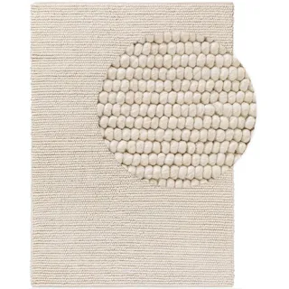 benuta pure Wollteppich Creme, Beton Optik, Rechteckig, 80x150 cm, & Böden, Teppiche, Naturteppiche