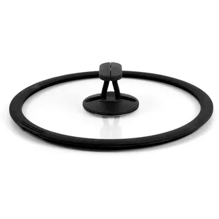 cookvision Glasdeckel mit Silikonrand, bruchsicheres Glas, seitlicher Dampfauslass, Platzsparend durch Klappgriffe, schwarz (Ø 24 cm)