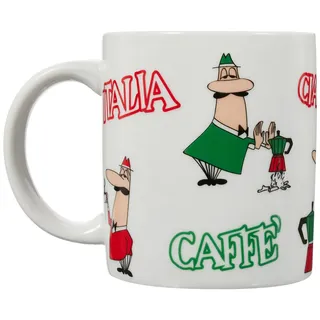 Bialetti Mug Tricolore Omino, Porcellana, 1 Stück (1er Pack), Durchsichtig