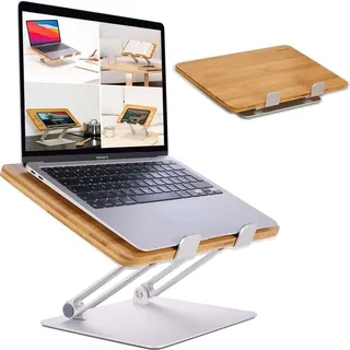 HENNEZ Laptopständer Linus Bambus - Braun/Silber