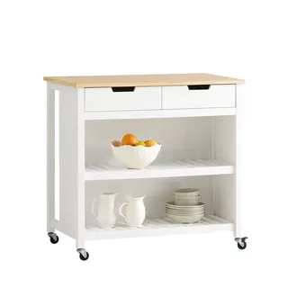 SoBuy Servierwagen Weiß-Natur 100x94x60cm FKW74-WN