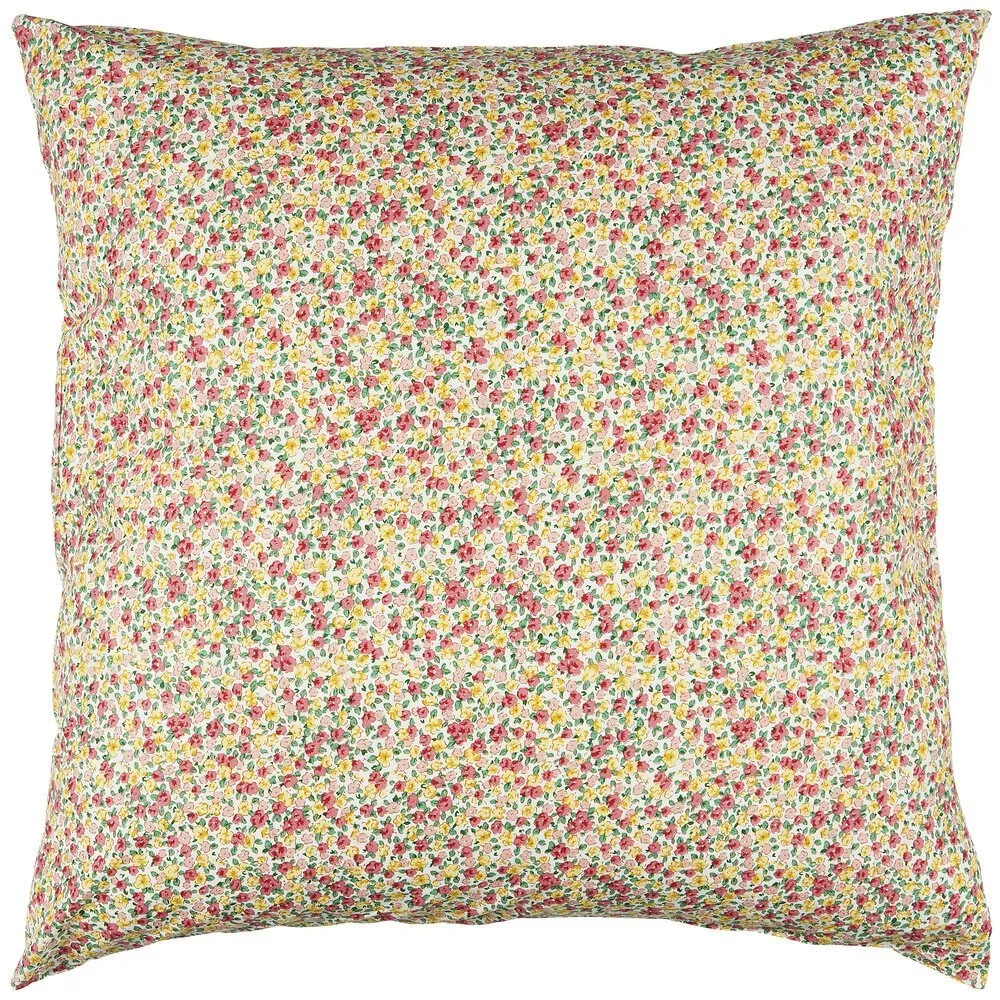 IB Laursen Blumiger Kissenbezug aus Baumwolle quadratisch, 60 x 60 cm, gelb, rot