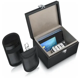Aplic NFC/RFID Schlüsseltasche, Keyless Go Schutzbox, 3-tlg., inkl. 2 Schlüsselhüllen, Kartentresor, Signal Blocking