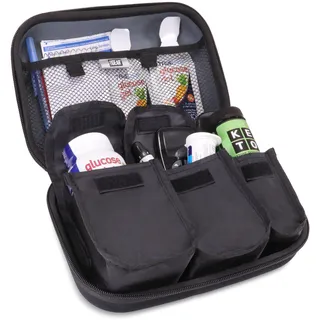 USA Gear Diabetikerbedarf Reisekoffer Organizer für Diabetikerzubehör - Blutzuckermesssystem, Spritzen, Insulinfläschchen und Lanzetten - Kompatibel mit ACCU-CHEK, TRUEtest und mehr - Schwarz
