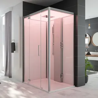HOESCH SensePerience Dampfbad 140 x 100 cm für Ecke links mit Duschwanne mit Antirutsch, Sauna / Dampfbad, weiß