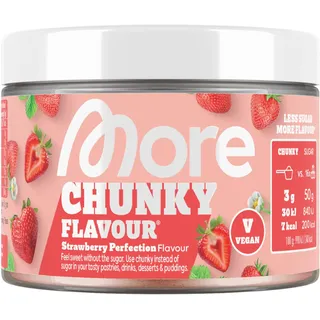 MORE Chunky Flavour, Strawberry Perfection, 150 g, vegan, Geschmackspulver zum Süßen, ohne viel Zucker und Kalorien, mit Inulin und Laktase
