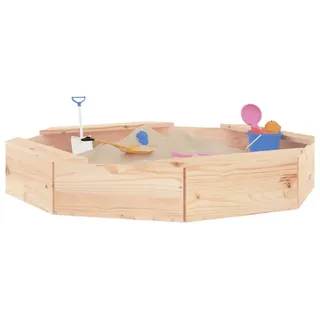vidaXL Holzsandkasten mit Sitzen Achteck braun