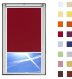 Dachfensterrollo guenstig nach Maß, Stoff Polyester, Farbe dunkelrot, mit Kassette oder als Springrollo, weitere 120 Farben im Shop