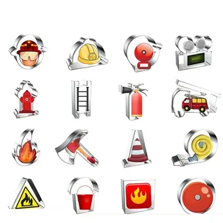 Ausstechform Feuerwehrauto | 16 Stück Edelstahl Ausstecher für Kekse | Gebäckformen, Küchenhelfer, kleine Backwerkzeuge für Arbeitstag Party Supplies