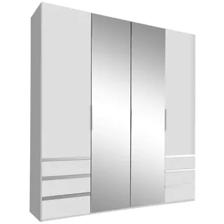 Level 200 x 216 x 58 cm weiß mit Spiegeltüren und Schubladen