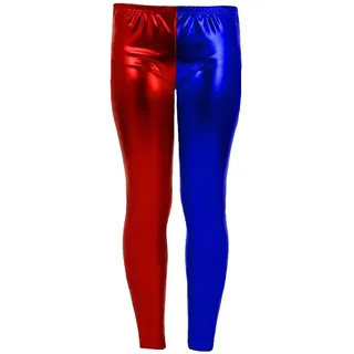 Unbranded Mädchen Metall Wet-Look Hot Pants Jacke Leggings Folie Shorts glänzend Halloween Party Rot und Blau Disco Shorts (Alter 11-12, Rote & Blaue Leggings) - 11-12 Jahre