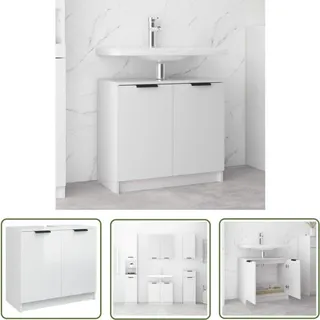 The Living Store - Badschrank Hochglanz-Weiß 64,5x33,5x59 cm Holzwerkstoff - Badschrank - Holzwerkstoff - Weißer Badschrank - Badezimmermöbel