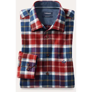 Walbusch Herren Sturmtief Flanell-Hemd Rot kariert