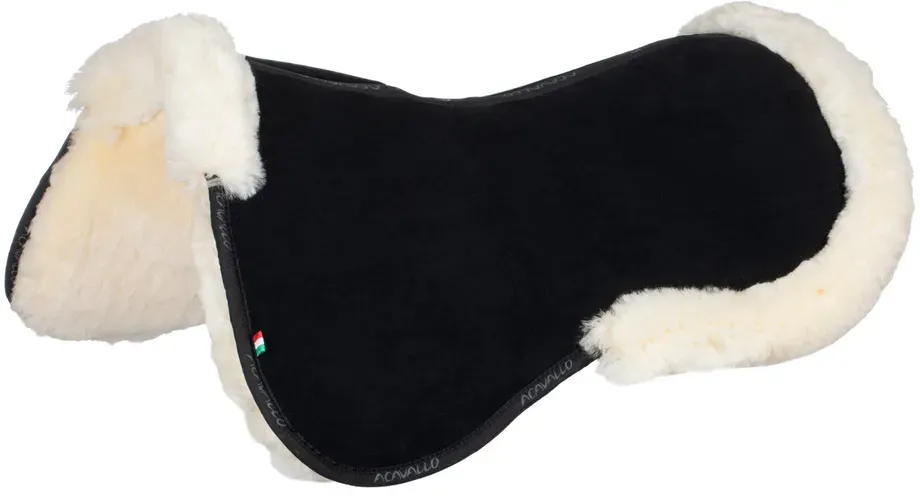 Acavallo Pocket Memory Foam Half Pad Risers Full Sheepskin, White/Natural
